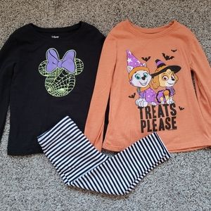 Girls 4t halloween set leggings 2 shirts old navy carters jumping beans minnie